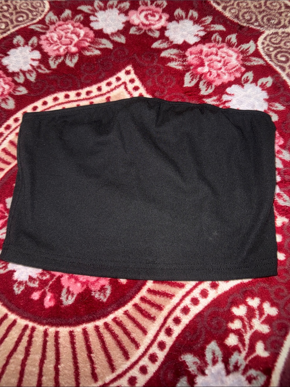 SHEIN Black Strapless Bandeau Crop Top